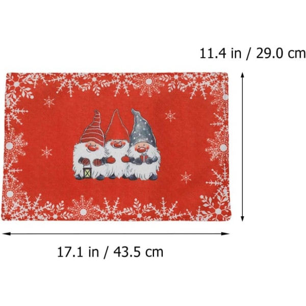 Jule dækkeservietter med Santa Gnome Design - Varmeisoleret - St