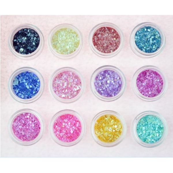 12 delar gnistrande nagelset, gnistrande pulver holografisk mak