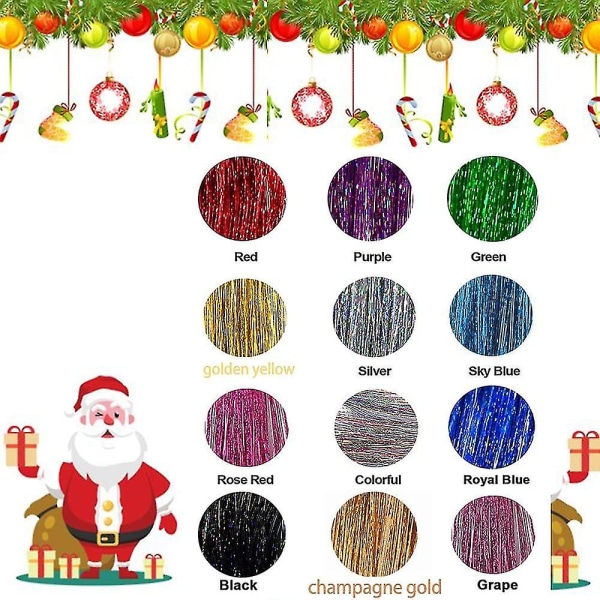 Hår Tinsel Kit, 12 farver 48 tommer 2600 tråde Hår Tinsel tråde Kit, Varmebestandig & Hår Glitter Tinsel Hår Extensions