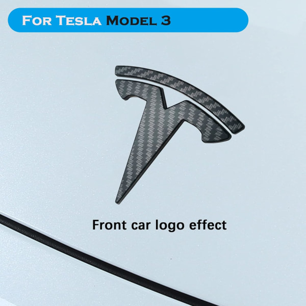 3-pack Tesla Model 3-bils rattlogotypklistermärken (matt kolfiber)