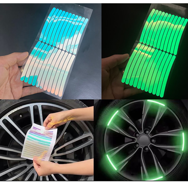 20 stk reflekterende hjulstripe klistremerker for bil motorsykkel W