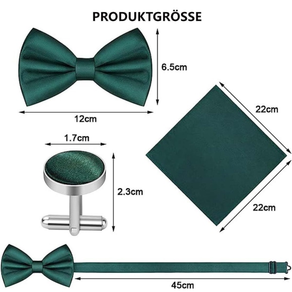 Men's 3-piece classic plain bow tie with cufflinks