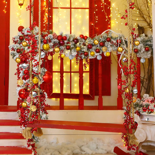 Röda julgranskulor, 24 st röda julgranskulor julgranskulor set för T