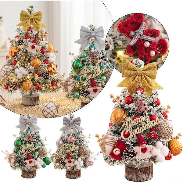 (Röd) Mini Julgran för Skrivbord, 45CM Mini Julgran för Skrivbord