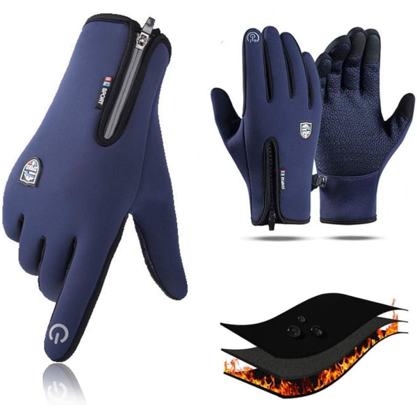 Touch Screen Cycling Gloves for Men and Women(Blue，Size XL)