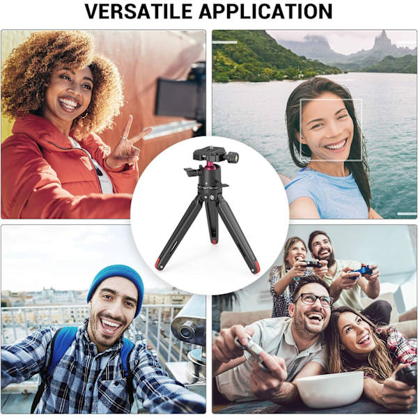 Mini Tripod bordsstativ med 360° kulhuvud och 1/4 skruv