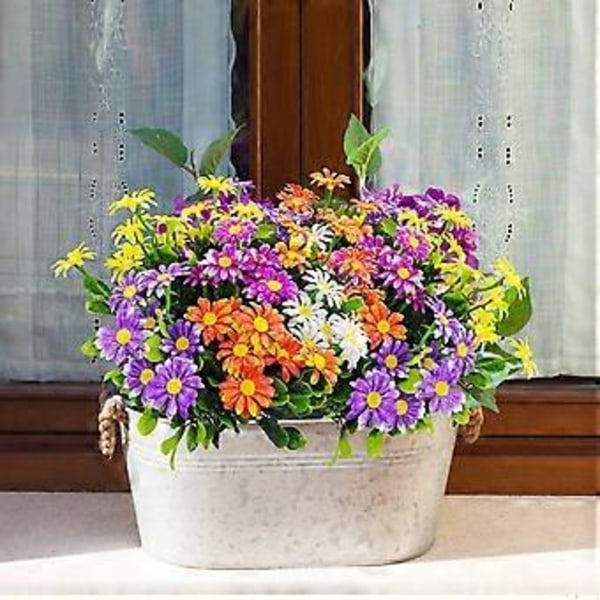 Kunstige plastikblomster Udendørs UV-bestandige kunstige planter til hjemmet vindueskasse havekrukke indendørs udendørs dekoration