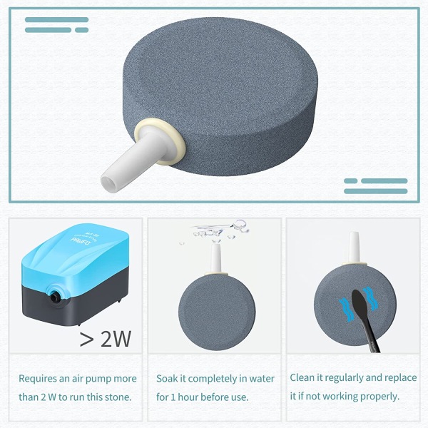 Akvarium 4 CM luftestein bobledisk diffusor frigjøringsverktøy for luftpumper fiskekar bøtter små dammer og DWC-tanker, sett med 4