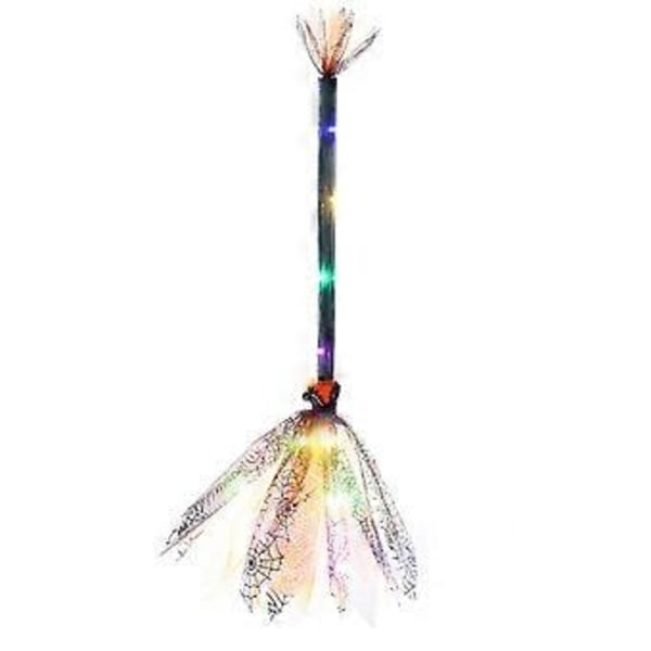 Halloween Fest Heksekost med LED Lys Plast Cosplay Kosteskaft Rekvisitter til Halloween Cosplay Kostume Tilbehør BR06 orange