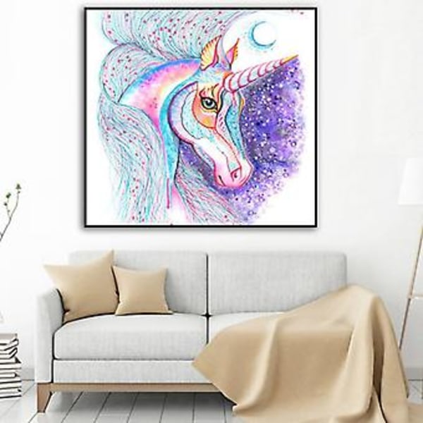5D timanttimaalaus värikäs yksisarvinen täysi timantti DIY timanttimaalaus olohuoneen sisustus käsintehty timanttimaalaus 40*40CM