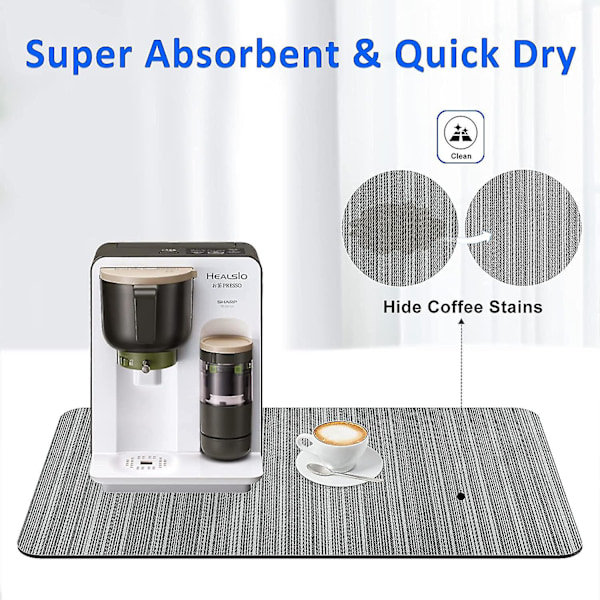 Kaffeunderlag, absorberende skjuler pletter skridsikker måtte til bordplader, kaffemaskine kaffebar tilbehør 11,8*15,7 tommer