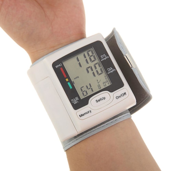 Automatisk LCD blodtryksmåler håndledssphygmomanometer til måling af puls