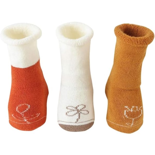 3 Pairs Thick Non-Slip Baby Kid Socks, Cotton Knee High Tube Sock