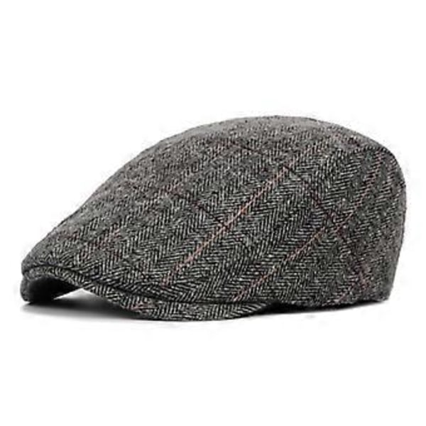 Medelålders och äldre peaked cap justerbar klassisk basker platt hatt (grå)