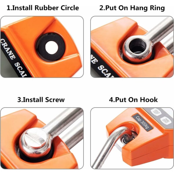 1 stk Elektronisk Vekt 300kg Hengekrok Vekt Dynamometer LCD Hoo