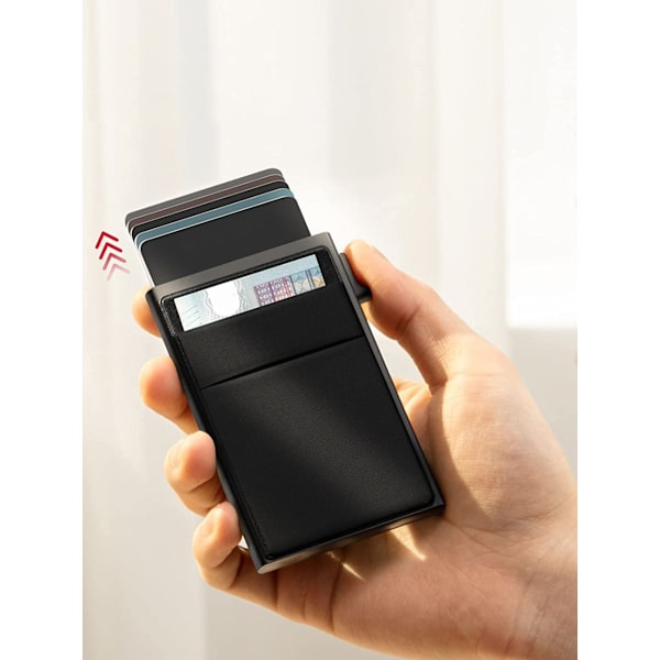 Side Push Metal Kort Etui - Sort, Aluminium Legering Kort Etui med R