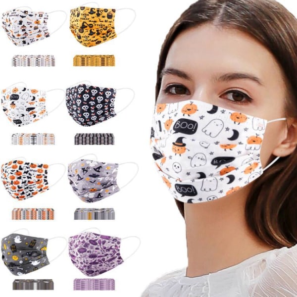 80 Halloween engangs masker Spunlace voksen trykning 3 lag F