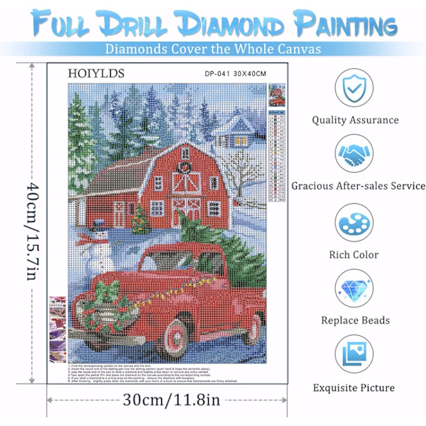 Rød lastbil rund fuld diamant sting begynder maleri, 5D diamant