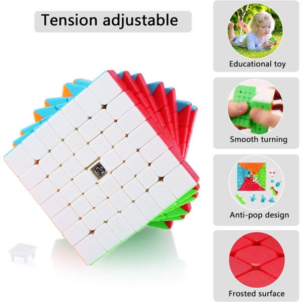 Speed Magic Cube Stickerless 7x7 7x7x7 Glatt Hjernetrim Lager