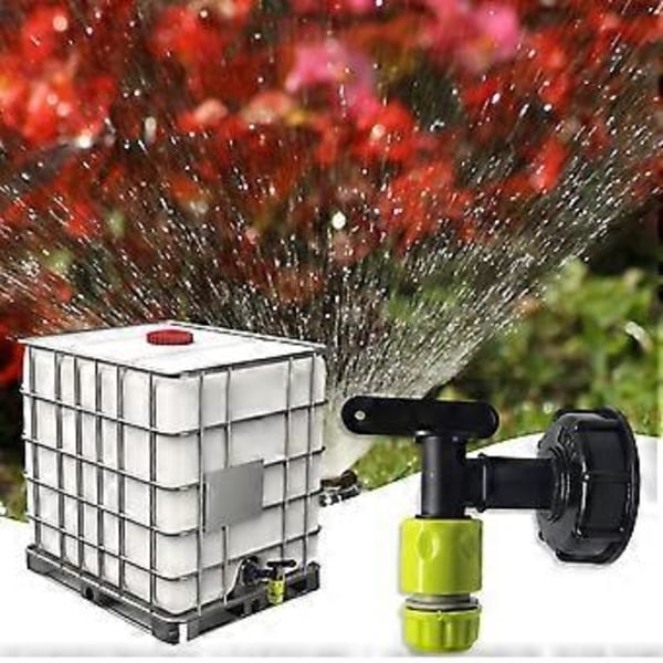 1000L Plasttank Kran med Trädgårdsslangskoppling, IBC Tank Kranadapter, 3/4 Tums Gänganslutning för Regnvattenuppsamlare, Bränsletank