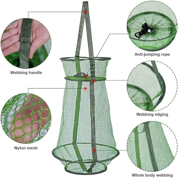2 stk. Foldbar fiskenet Net Fish Trap 55 * 33cm Fiskenet