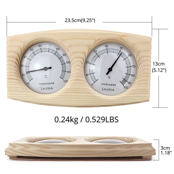 Bastutermometer 2 i 1 Trä Termo Hygrometer Termometer Hygrometer Bastu Tillbehör