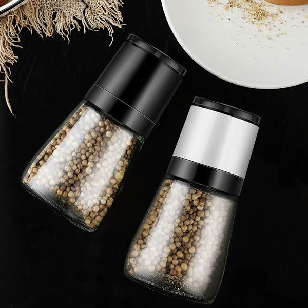 Salt och pepparkvarn set med 2 kryddkvarnar, med justerbar keramisk
