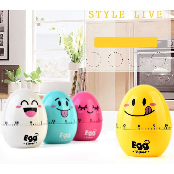 Søt kjøkken egg timer 60 minutter tegneserieformet mekanisk alarm nydelig tidsstyring brukt til matlaging, baking（hvit）