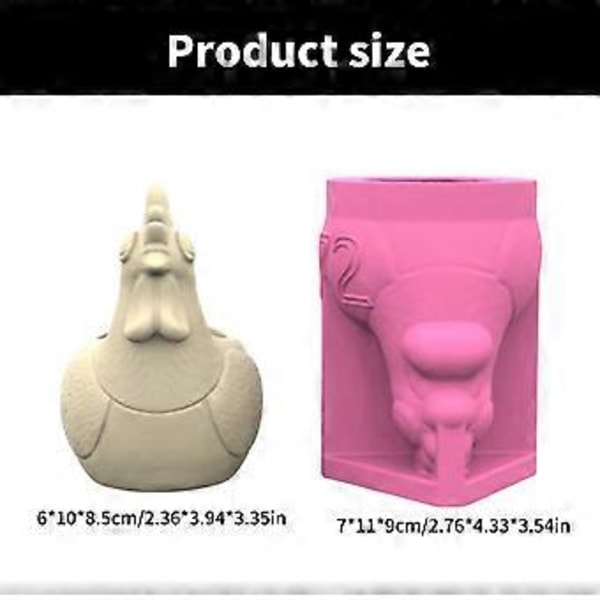Kreativ Silikon Plantepotter Form Haneform Sementpotter Former Perfekt for Epoksyharpiks Sementleire og Gips Håndverk