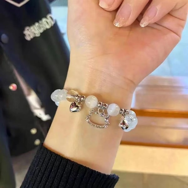 1 stk. kat armbånd, hjerte, klokke armbånd
