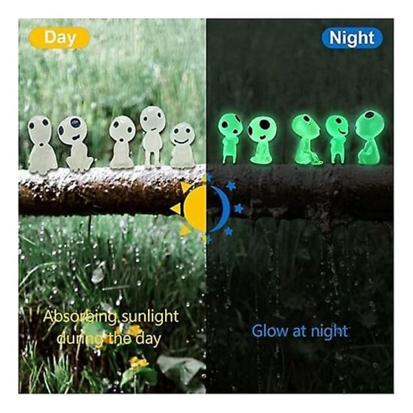 Glow In Dark Ghost Princess Luminous Tree Elf Micro Landscape Garden Decoration Ornament（Grøn 10stk）