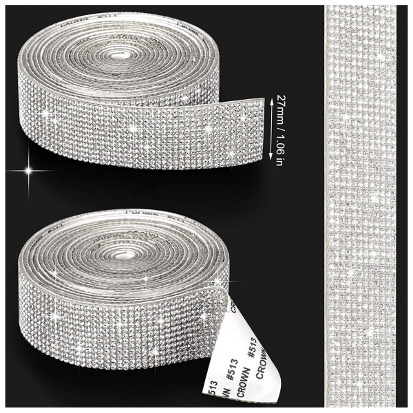 2.5 x 90cm Adhesive Strips 1 Roll Shiny Crystal Ribbon, Self Adhe