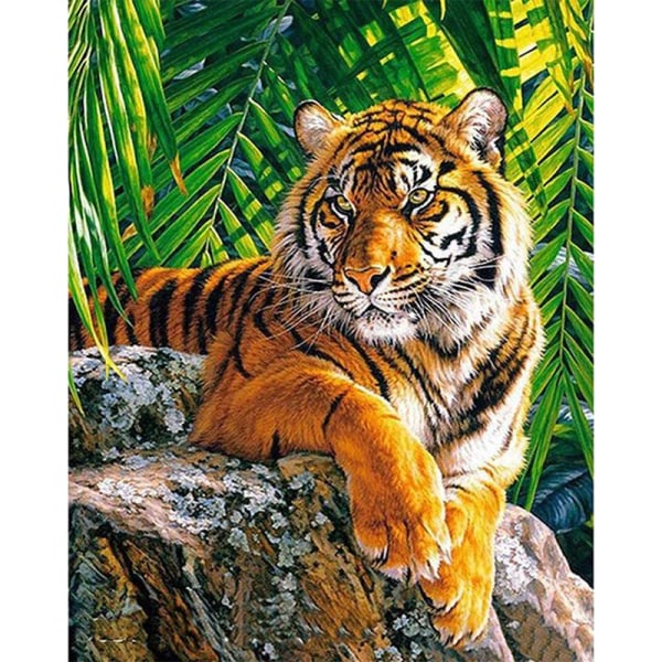 Sæt med 30x40cm 5D diamantmaling til børn - Naturtiger, b
