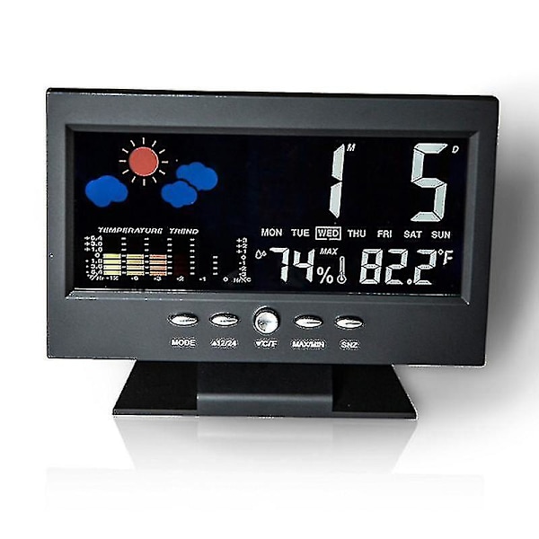 Multifunktionell LCD-digitalklocka med kalenderdisplay