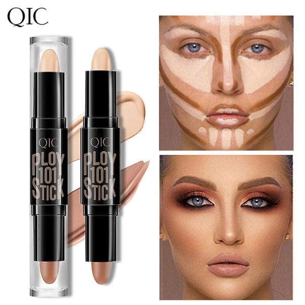 Dobbeltsidig highlighter og konturstift sminke concealer sett for 3d ansiktsforming kroppssminke