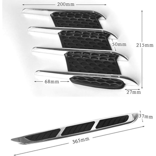Bil Side Hood Vents, 2 Stykker ABS Bil Side Dør Hood Luftstrøm Cov