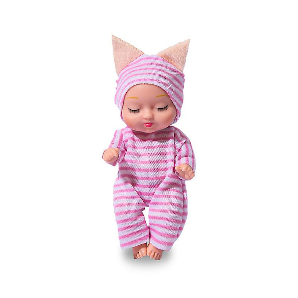 3,5 tum simuleringsdocka leksak mini söt sovande docka prinsessa flickor present (katt)