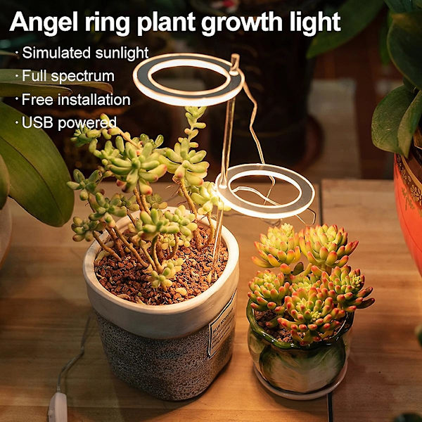 1/2/3/ Heads Plant Grow Light Lamps, USB Sunshine Light Red &amp; Blue Lighting Led Plant Growth Lights Full Spectrum（1 huvud）