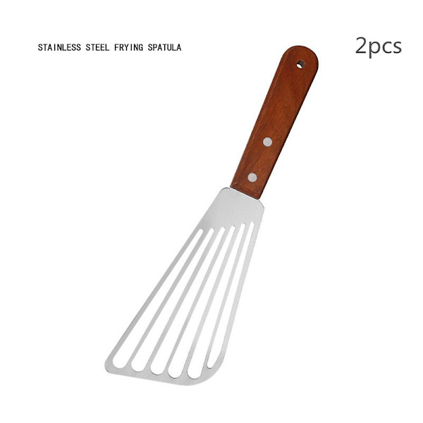 2 stk. rustfrit stål håndtag stål fisk spatel 11-tommer slotted turner, til køkken flipping stegning grillning