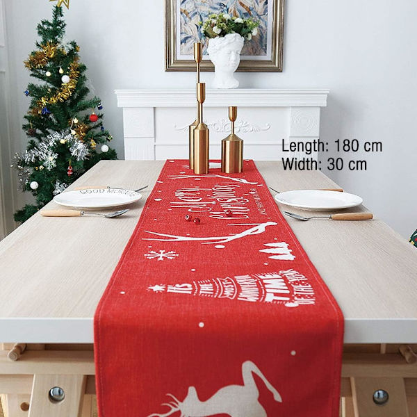 Rød julebordløber, bordløber med julemønster,