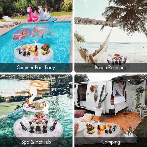 Uppblåsbar dryckeshållare för pool, uppblåsbar dryckeshållare med 8 hål, flytande bar för pool med luftpump, uppblåsbar bricka, flytande bar för semester