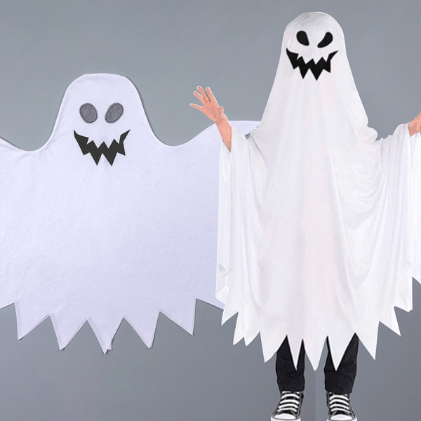 Halloween barn spøkelsesansikt genser cap skummelt cosplayer kostyme whi