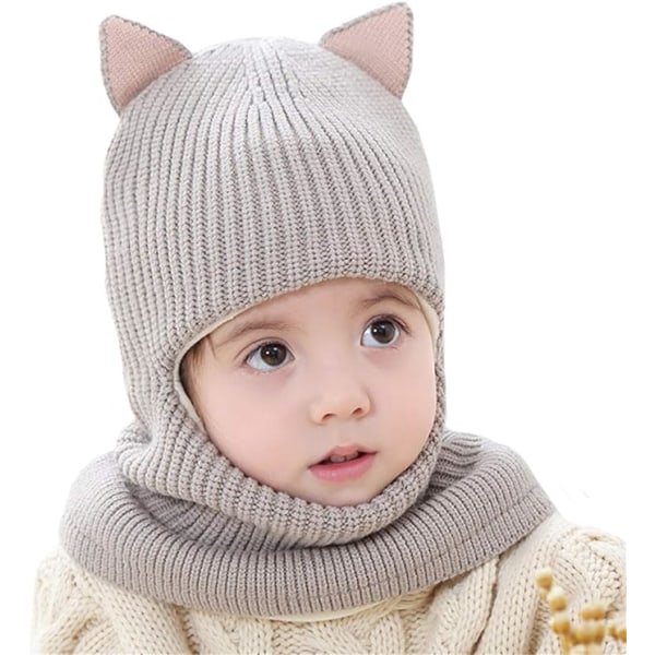 Baby Flickor Pojkar Vinter Varm Scarf Sjal Hatt Sticka Söt Face Cover