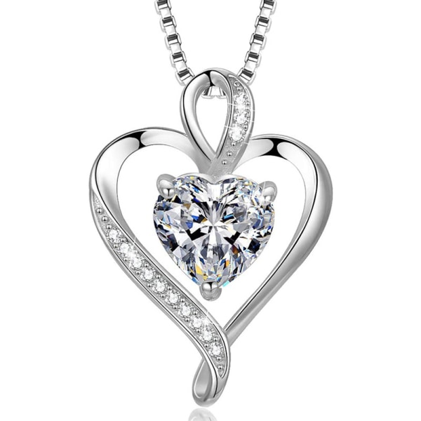 Rose Heart Birthstone halsband för kvinnor kärlekspresenter, 925 Sterlin