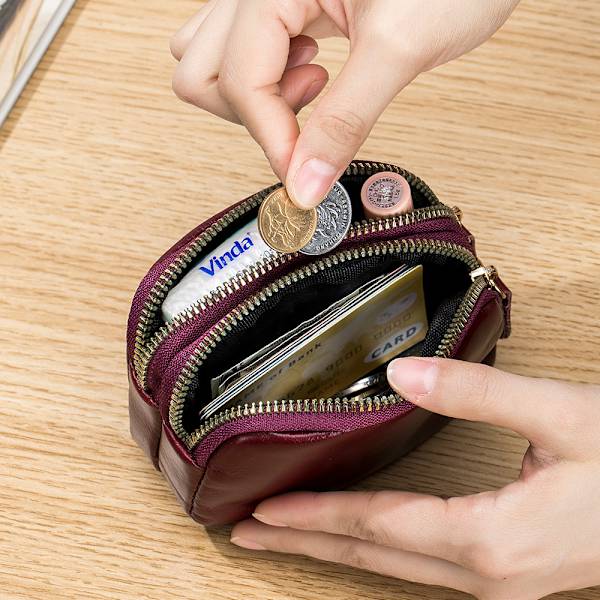 Musta miesten kolikkopussi aidosta nahasta, pieni musta koko, kevyt, ohut ja kestävä, kaksiosainen kolikkopankki, seteli, avainrengas