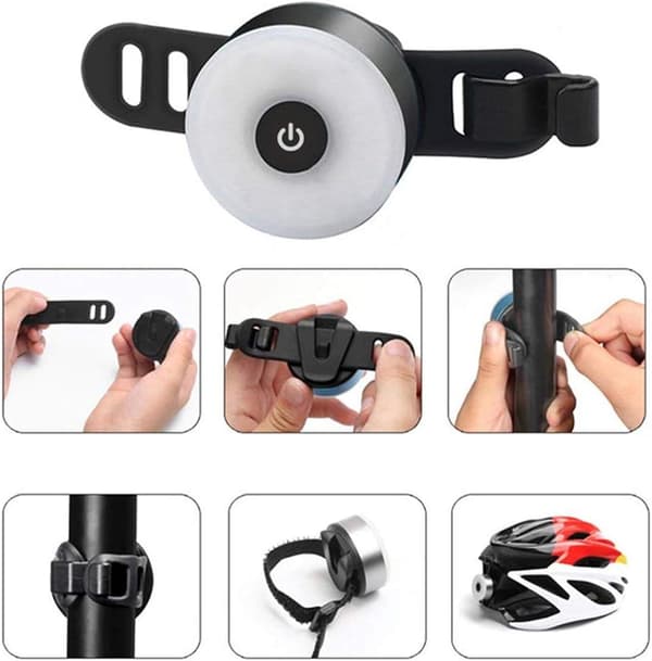 Sykkel Baklys, USB Oppladbart LED Vanntett Varsellys 5 Moduser Baklys (Grå) Gray