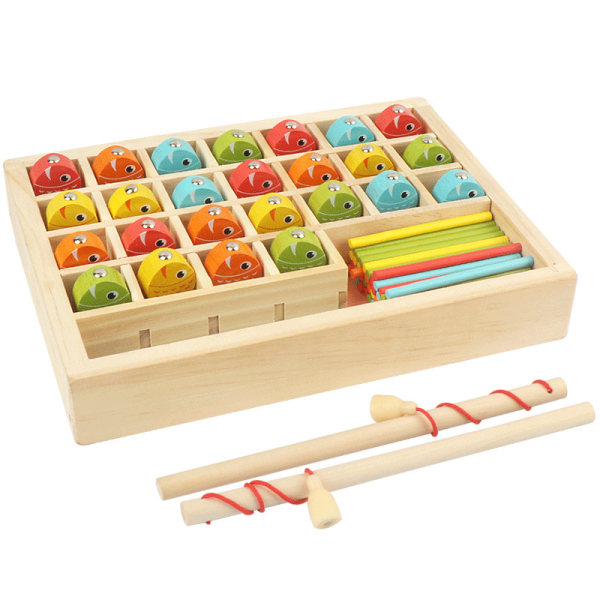 Trä multifunktionell fiskeinlärningslåda Barns lärande aritmetisk pedagogisk leksak