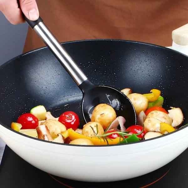Sæt med 2 store silikoneskeer til køkkenet, solide non-stick bastingskeer