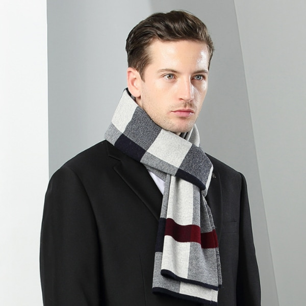 Knitted wool scarf men's plaid scarf fashion clothing men's woole