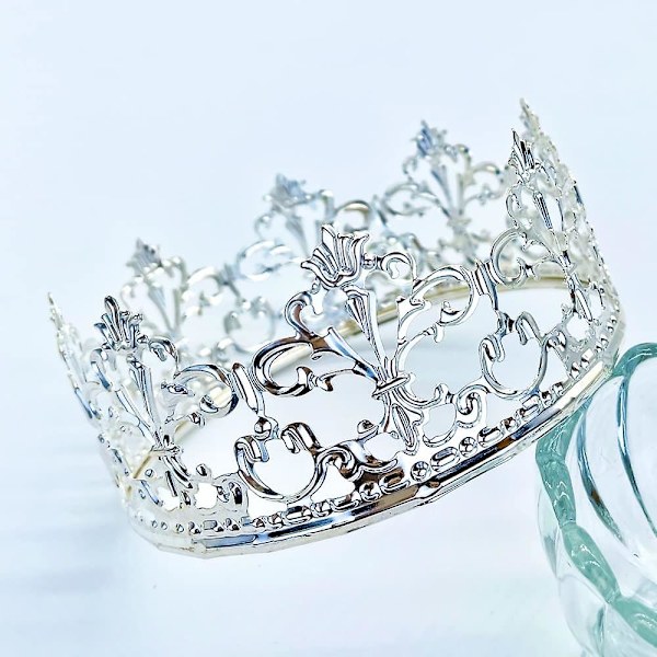 Prinsessakruunun kakkukoriste, koristelu pojille ja tytöille, kakkukoristeet häihin (hopea)（B）